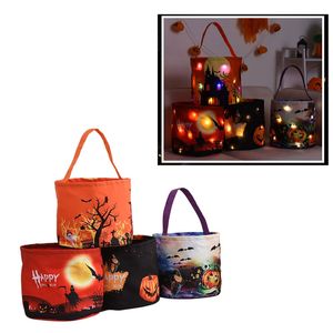 Halloween Mand Gloeiende Pompoen Tas Kinder Handheld Snoep Tas Ghost Festival Handheld Emmer Decoratie Prop