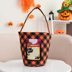 Halloween Basket pompoentas 9.4x9.4inch kinderen hanteren snoeptassen spookfestival draagbare bucket decoratie rekwisieten cadeau wrap a12