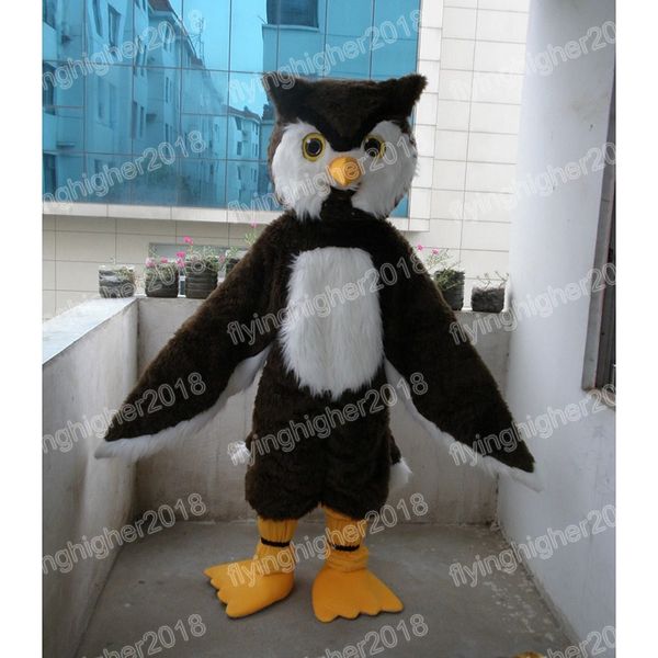 Costume de mascotte Halloween grand hibou brun personnaliser dessin animé thème personnage Xmas tenue de fête en plein air costumes de robe de soirée unisexe