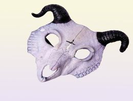 Halloween Billy Goat Half Face Masquerade Carnival Party Props Rave Sheep Bone Skull Cosplay Animal Mask1157801