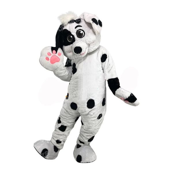 Disfraces de mascota de perro blanco y negro de Halloween Ropa de mascota de dibujos animados de alta calidad Rendimiento Carnaval Tamaño adulto Evento Ropa publicitaria promocional