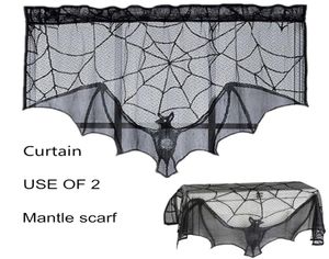 Halloween noir chauve-souris rideau dentelle manteau écharpe 93x57 cm 36x22 pouces déroulant ensemble de 2185G5404715