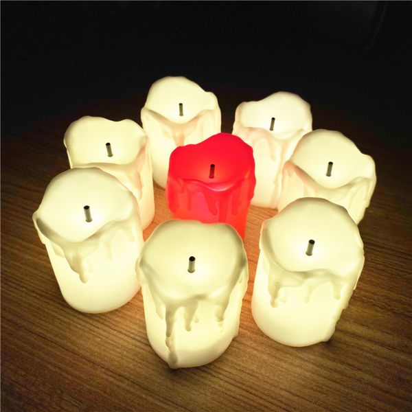 Halloween Negro Candlewick Electronic Vela Cremoso Cremoso Rojo Rojo LED Lágrimas Lágrimas Lágrimas Cádaycandles Luz Decoraciones de Hallowmas BH4909 TYJ