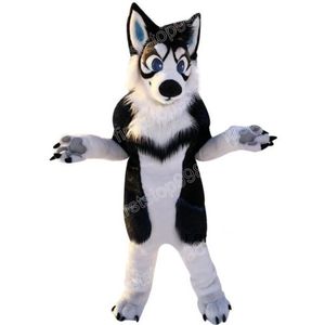 Costume de mascotte de chien Husky noir d'Halloween, simulation de personnage de dessin animé, taille adulte, tenue de publicité extérieure de noël