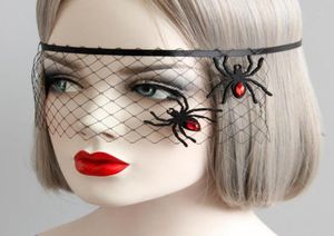 Halloween Black Net Veil with Spider Womens Prom Costume Masquerade Ball Midnight Party Mask Hen Eyemask cos Witch Devil Fancy Dre4594588