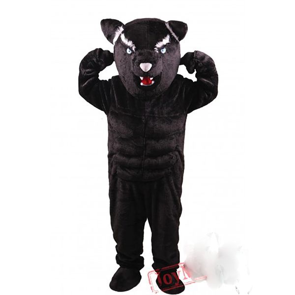Costume de mascotte de chat de puissance de panthère noire d'halloween, tenue de personnage de dessin animé, costume de carnaval de noël unisexe pour adultes, robe de fête d'anniversaire