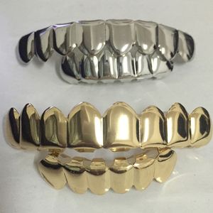 Gold Iced Out CZ Mouth dents Caps Grillz Caps Top Bottom Grill Set Femmes Vampire Grills Rock Punk Rapper Accessoires pour hommes Bijoux HipHop