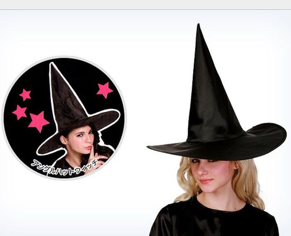 Chapeau de sorcier noir d'halloween, accessoires de costume de cosplay de fête, casquette magique à visière pour hommes et femmes, chapeaux de cape du diable pour enfants garçons et filles