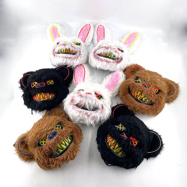 Halloween Bloody Rabbit Bear Head Cover Cosplay Mask Halloween Carnival Costume Headgear accessoires de danse Dance Decor