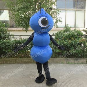 Costume de mascotte de fourmi bleue d'Halloween, personnage de thème animé, unisexe, taille adulte, fête de noël, publicité extérieure, tenue