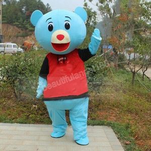 Halloween Blue Bear Mascotte Kostuum Hoge Kwaliteit Cartoon Pluche Dier Anime Thema Karakter Volwassen maat Kerst Carnaval Fancy Dress