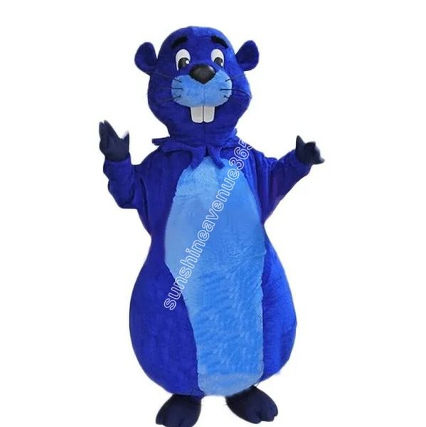 Disfraz de mascota de castor azul de Halloween Personaje de tema de dibujos animados de alta calidad Carnaval Adultos Tamaño Fiesta de cumpleaños de Navidad Traje elegante para hombres y mujeres