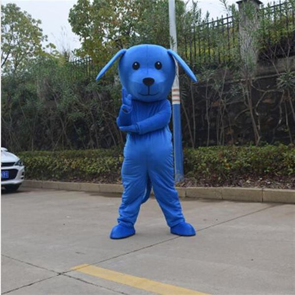 Halloween Blue Dog Mascot Costume Cartoon de haute qualité Dogie Animal Anime Thème du personnage de Noël Carnaval Party Costumes324L