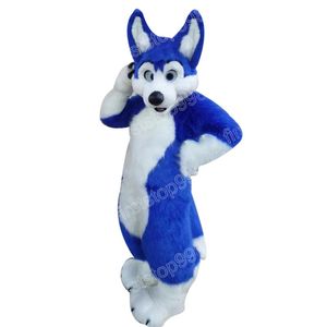 Halloween Bleu Husky Chien Renard Loup Costume De Mascotte De Qualité Supérieure Dessin Animé Thème Personnage Adultes Taille Fête De Noël Publicité Extérieure Costume Costume