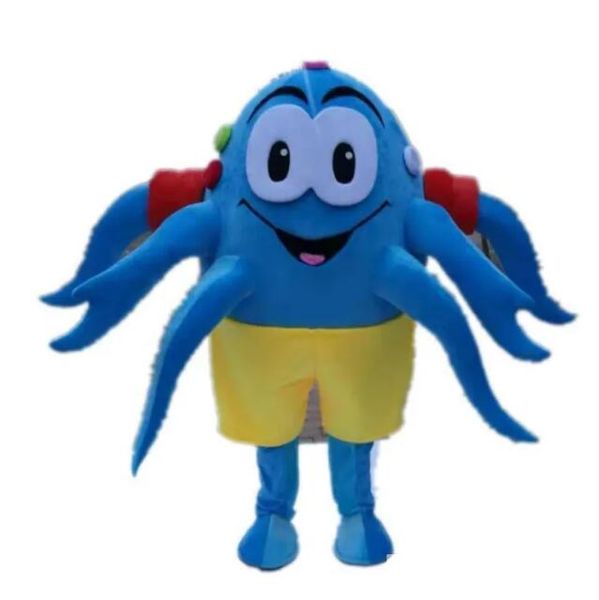 Disfraz de mascota de pulpo azul de Halloween Animal de dibujos animados de alta calidad Personaje de tema de anime de felpa Tamaño adulto Fiesta de cumpleaños de Carnaval de Navidad Traje elegante