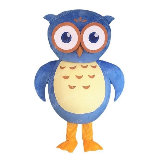 Halloween bleu hibou mascotte Costume de qualité supérieure dessin animé thème personnage adultes taille noël carnaval fête d'anniversaire tenue de plein air