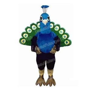 Disfraces de mascota de pavo real azul de Halloween Tema de dibujos animados de alta calidad Personaje Carnaval Traje de adultos unisex Traje de fiesta de Navidad Traje