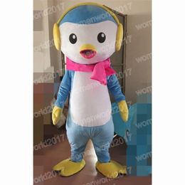Costume de mascotte de pingouin bleu d'Halloween de qualité supérieure, tenues de personnage de dessin animé, costume unisexe pour adultes, tenue de carnaval de Noël, robe fantaisie
