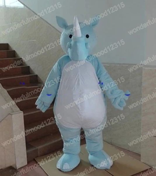 Halloween Blue Rhinoceros Mascot Costumes Carnaval Cadeaux Hallowen Adultes Fancy Party Games Tenue de fête Célébration de la fête Cartoon Personnages