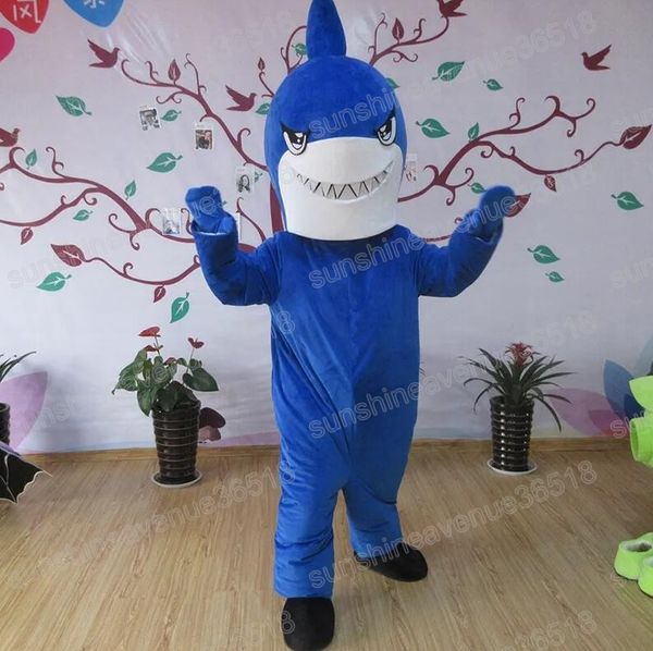 Disfraz de mascota de tiburón azul de Halloween Personaje de tema de dibujos animados de alta calidad Carnaval Unisex Adultos Tamaño Fiesta de cumpleaños de Navidad Traje elegante