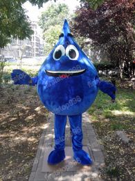 Traje de mascota de gota de agua azul de Halloween Personaje de tema de dibujos animados de calidad superior Adultos Tamaño Traje de publicidad al aire libre de Navidad Traje