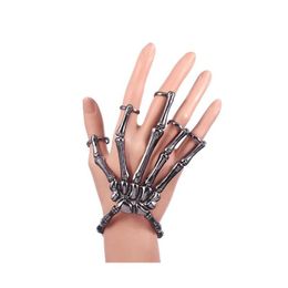 Halloween Armband Ghost Festival Skelet Hand Bone Bangle Vijf Vinger Chain Parodie Carnaval Ornamenten Verstelbare Mechanische Arm Drop Delive