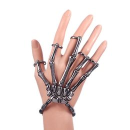 Halloween Bracelet Ghost Festival Skelet Hand Bot Bangle Vijf Vingerketen Spoof Carnival Ornamenten Verstelbaar Mechanische arm Skeleton