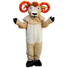 Costume de mascotte de chèvre brune d'Halloween, tenue de personnage de dessin animé de haute qualité, tenue unisexe pour adultes, robe fantaisie de carnaval de noël