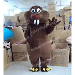 Costume de mascotte de marmotte marron d'Halloween, tenue de personnage de dessin animé de qualité supérieure, robe de carnaval de Noël, taille adulte, tenue de fête d'anniversaire en plein air