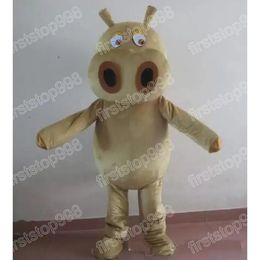 Disfraz de mascota de hipopótamo marrón de Halloween Personaje de tema de anime de dibujos animados Tamaño de adultos unisex Fiesta de Navidad Traje de publicidad al aire libre