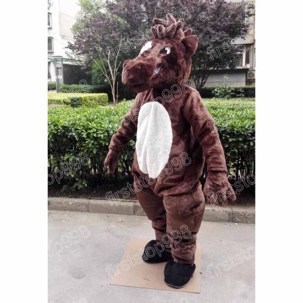 Halloween Brown Horse Mascot Costume Cartoon Anime Thème du thème Unisexe Adultes Taille Advertising Access