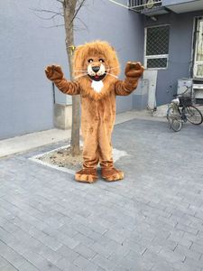 Costume de mascotte de lion brun d'Halloween, dessin animé de haute qualité, roi des bêtes, lion animal, personnage animé, costumes de fête de carnaval de Noël