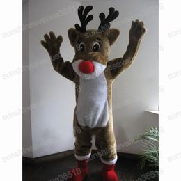 Halloween Brown Reindeer Mascot Costume Top Quality Animal Thème de personnage de thème Carnival Taille adulte Fursuit de Noël Robe de fête d'anniversaire