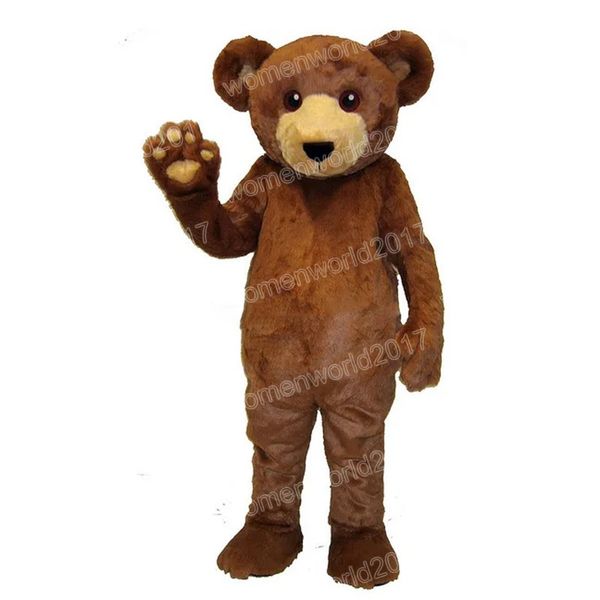 Costume de mascotte d'ours en peluche marron d'Halloween Taille adulte Personnage de thème animé de dessin animé Carnaval Robe unisexe Robe de soirée de performance fantaisie de Noël