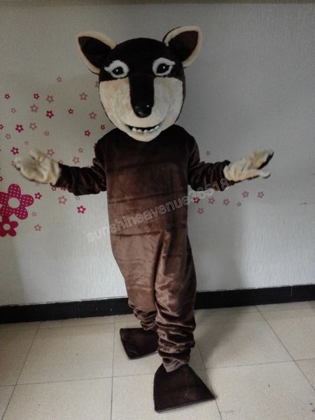 Disfraz de mascota de lobo marrón de Halloween Personaje temático de dibujos animados de calidad superior Carnaval Unisex Adultos Tamaño Fiesta de cumpleaños de Navidad Traje de lujo