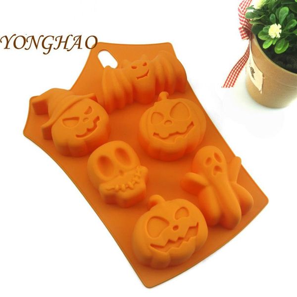 Molde de silicona para pastel de Halloween, 6 agujeros, forma de calabaza fantasma, molde para hornear, herramientas para pasteles, utensilios para hornear para festivales 2699