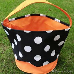 Halloween Candy Basketzak Polka Dot Handtas Opbergzakken Plaats Eieren Opslag Sacks Print Bucket Tassen Bureau Manden Gift Bags WVT0314