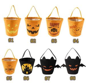 Halloween Candy Bucket Canvas Gift Wrap Bags Kids Festival Handtassen For Party Decorations 8 Styles Halloween -tassen ZZA11735461792