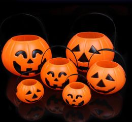 Halloween Candy Bucket Pumpkin Light Holiday Pumpkin Plastic Lantern Halloween Party décor Kids Hallowmas Props Bucket ZX 1135968