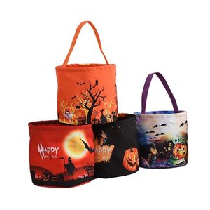 Halloween-snoepemmer met LED-licht Halloween-mand Trick or Treat-tassen Herbruikbare draagtas Pompoen Snoep Geschenkmanden voor kinderen Feestartikelen Gunsten SN4452