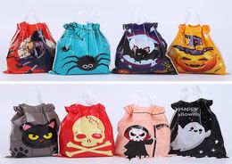 Halloween Candy Drawstring Plastic Sac 50pcslot Bat Spider Witch Ghost Pumpkin Sac de rangement de bonbons imprimés1449157