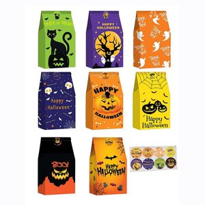 Saco de dulces de Halloween Bolsas de papel Kraft Suministros de fiesta de Navidad Bolsa de regalos de boca plana