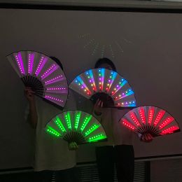 Halloween Carnival Party Lighting Supplies 10 inches Led Neon Light Rave Fan Folding Luminous Fan gloeit in het feest 0522