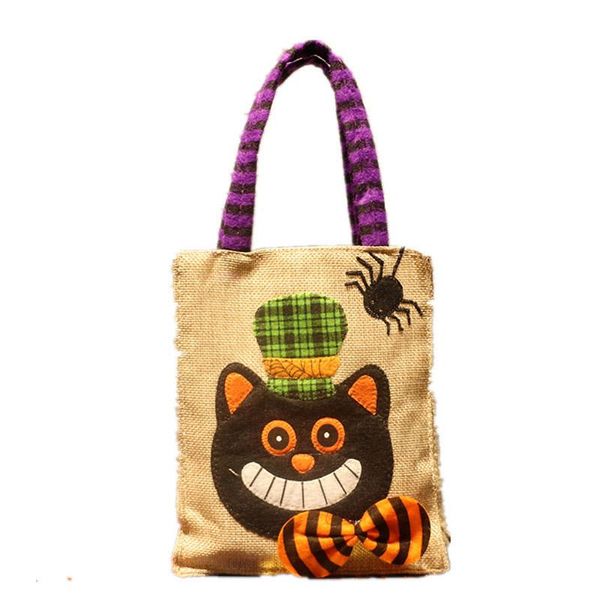 Sacs à main de dessin animé d'halloween, nouveau Style, sac cadeaux imprimés de citrouille, sac de bonbons de Festival de fête pour enfants, fourre-tout en toile de jute d'halloween