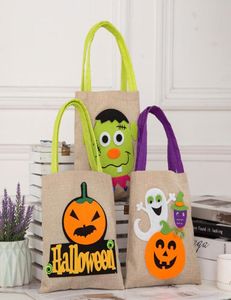 Halloween Cartoon Present Wraps Truc or Treat Bags Witch Pumpkin Candy Handtassen Burlap Tas Tas Herbruikbare cadeaubraks Kids Party Dec9757669