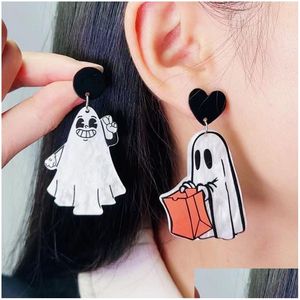 Boucles d'oreilles en acrylique fantôme château de personnage d'halloween, accessoires mignons, livraison directe Dhsfc