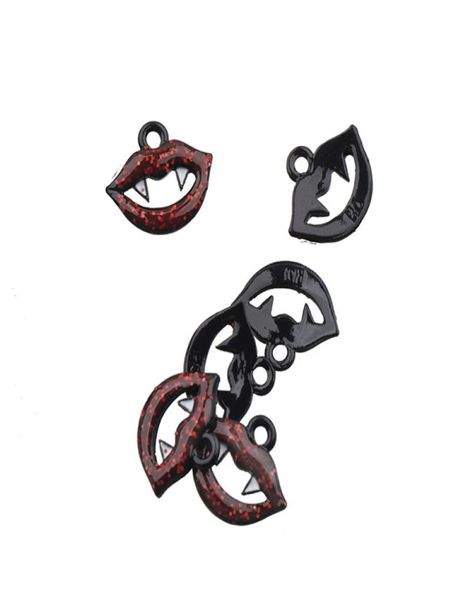 Encantos de halloween, componentes de bricolaje, fabricación de artesanías, labio, vampiro, terror, aleación, esmalte epoxi, collar negro, pulseras, decoración, joya3726590