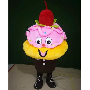 Costume de mascotte de gâteau aux cerises d'Halloween