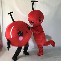 Costume de mascotte de cerise d'Halloween Personnage de thème de fruits de dessin animé de haute qualité Carnaval Unisexe Adultes Taille Fête d'anniversaire de Noël Tenue de plein air