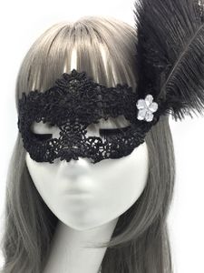 Halloween Noël Boutique Mascarade Masque Dentelle Plume Noir Demi Visage Attrayant Masque Pour Les Yeux Princesse Femme